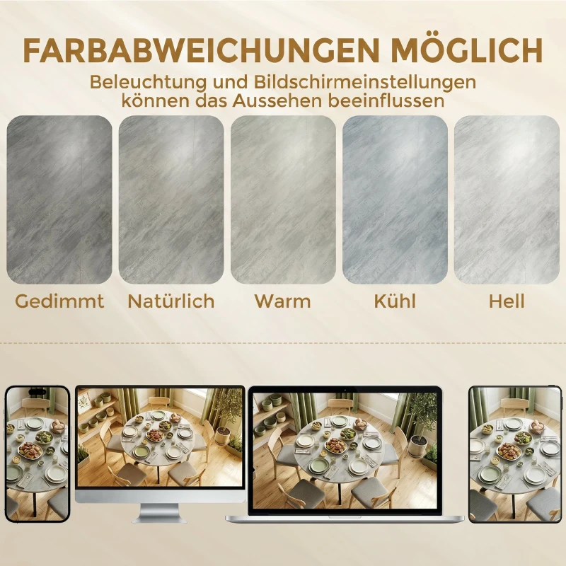 HOMCOM Klappbarer Esstisch für 2-6 Personen, Runder Klapptisch mit Doppel-X-Stahlrahmen, Dicke Tischplatte, Zementgrau