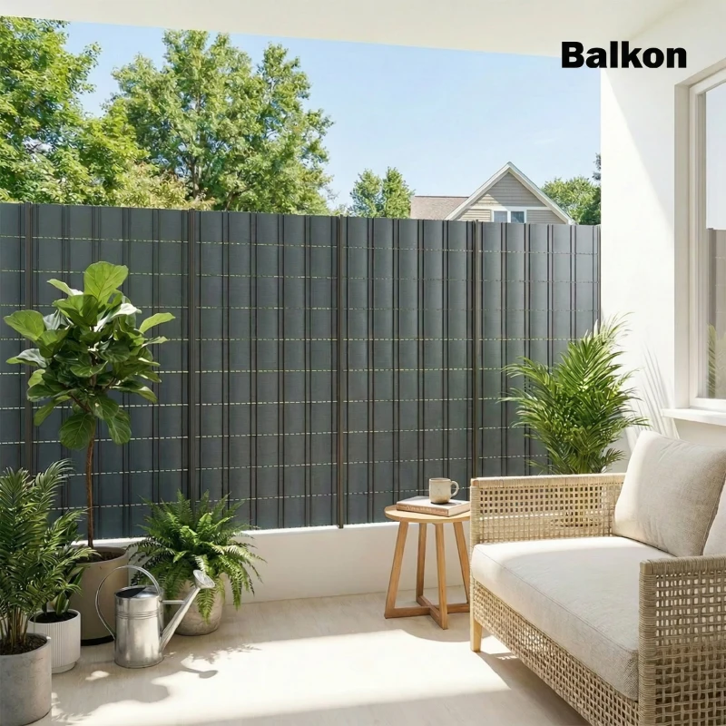 Outsunny Sichtschutzstreifen 4er Set Kunststoff UV-beständiger wasserdichter Sichtschutz mit Befestigungsclips 140 m x 19 cm Grau