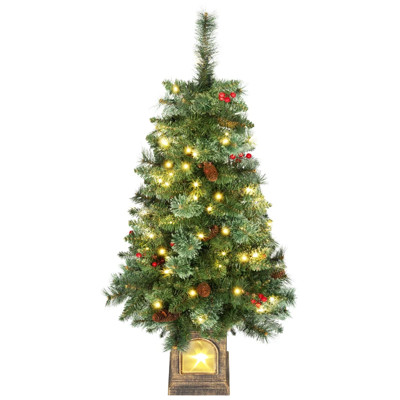 HOMCOM Künstlicher Weihnachtsbaum 120 cm Tannenbaum künstlich mit 100 LED Beleuchtung, 8 Modi, 214 Spitzen