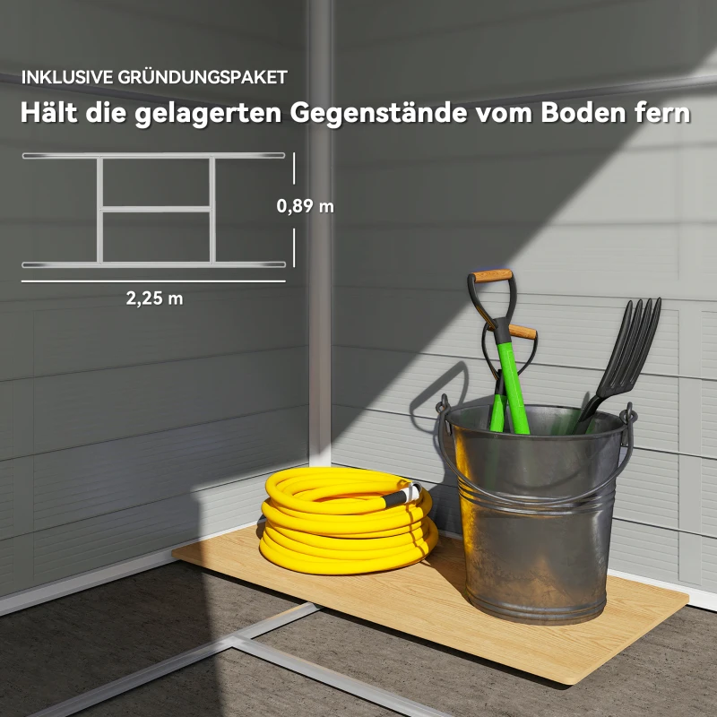 Outsunny Gerätehaus, 4,1m², Gartenhaus mit Satteldach, 240 x 190 x 180/228 cm