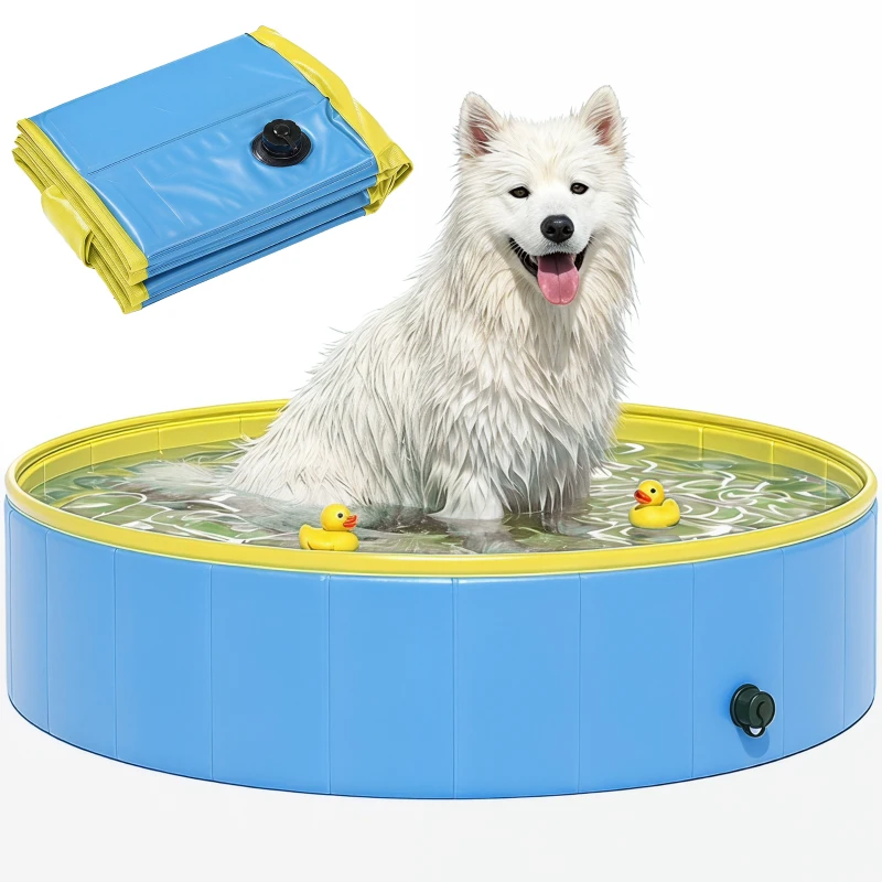 PawHut Faltbarer Hundepool für Große und Mittelgroße Hunde, mit Anti-Rutsch-Boden für Enten, Innen- und Außen, 120x30cm