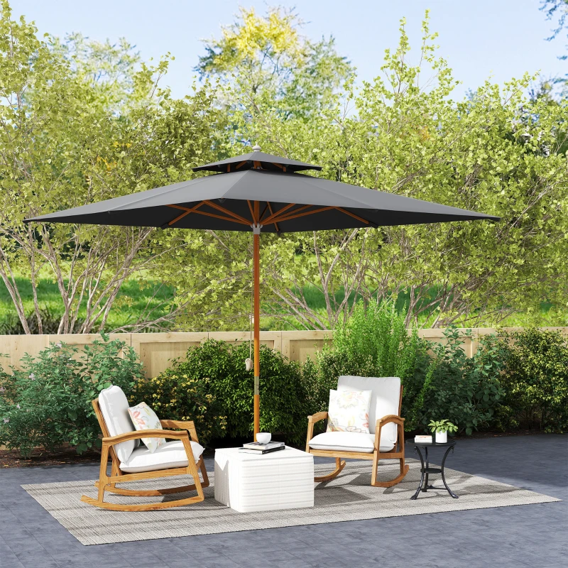 Outsunny 3 m Square Garden Parasol - Black