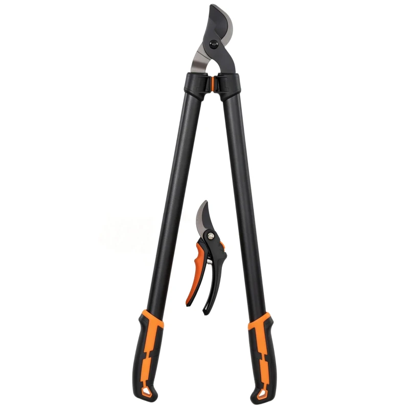 Outsunny Set Foarfeci Grădinărit 2 Piese cu Foarfecă, Mâner Moale și Blocare, 69,5x24x2,5 cm, Portocaliu