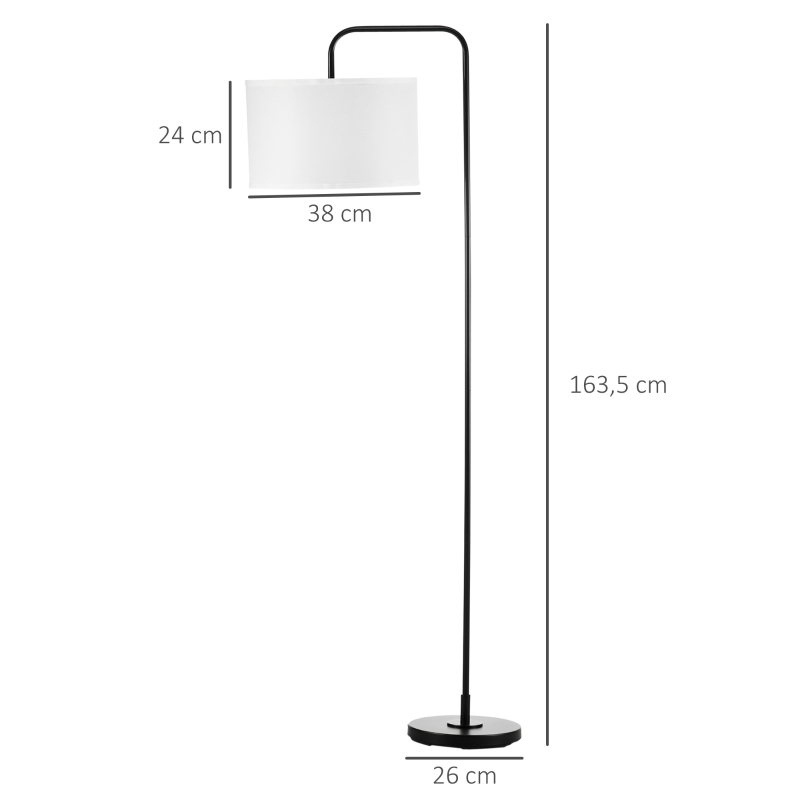 HOMCOM Lampada da Terra Moderna in Acciaio con Paralume in Tessuto Effetto Lino, 64x38x163.5 cm, Bianca e Nera