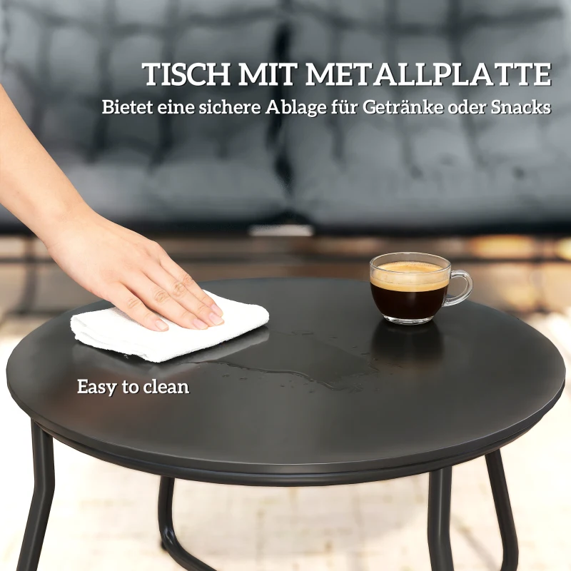 Outsunny 4-Sitzer Gartenmöbel-Set, 2 Stühle, 1 Doppel-Sofa, 1 Tisch, dicke Kissen, Stahlrahmen, für Terrasse, Grau