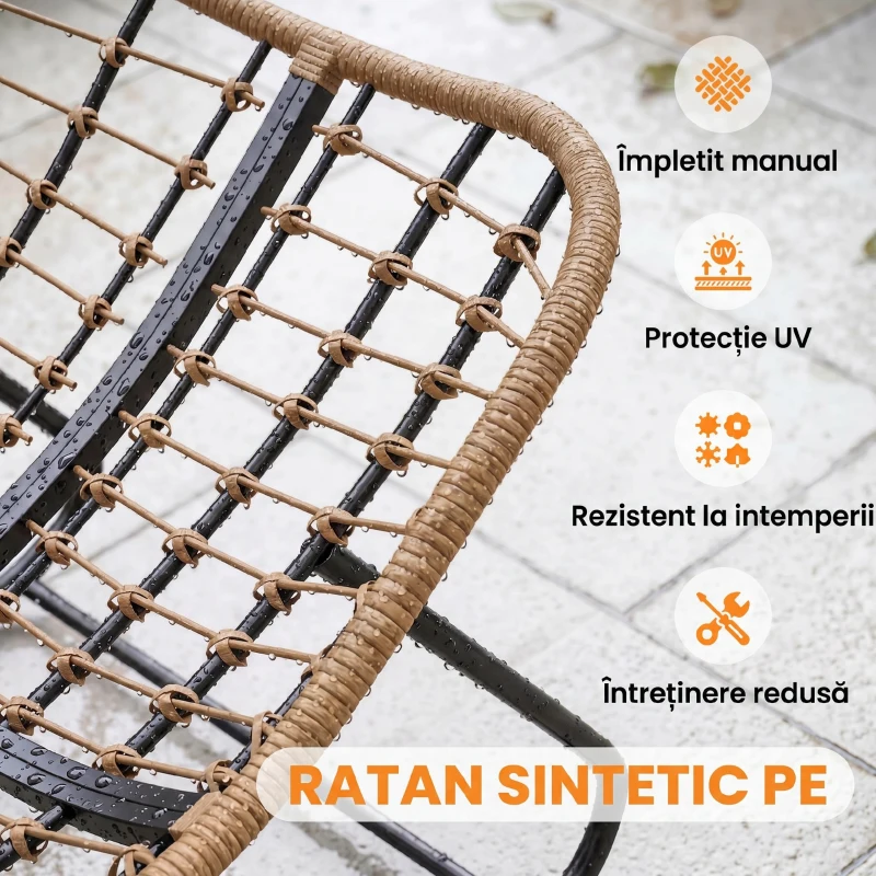 Outsunny Balansoar Papasan din Ratan cu Pernă, Gri