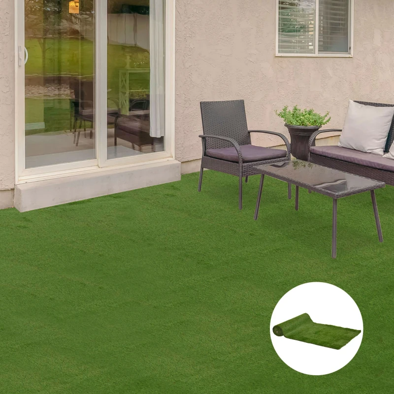 Outsunny Gazon synthétique Artificiel Moquette extérieure dim. 4L x 1l m Herbes Hautes denses 3 cm Vert