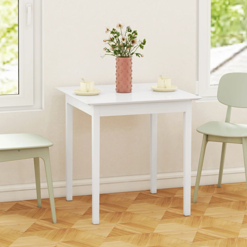 HOMCOM Mesa de Cozinha Mesa de Jantar Mesa Quadrada, design moderno, 75 cm x 75 cm x 76 cm, Branco