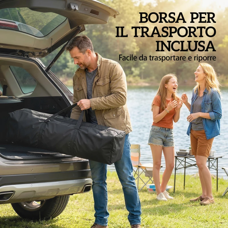 Outsunny Gazebo Pieghevole 4x4 m con 4 Zanzariere Laterali, Doppio Tetto e Sacchi di Sabbia, Cachi e Marrone