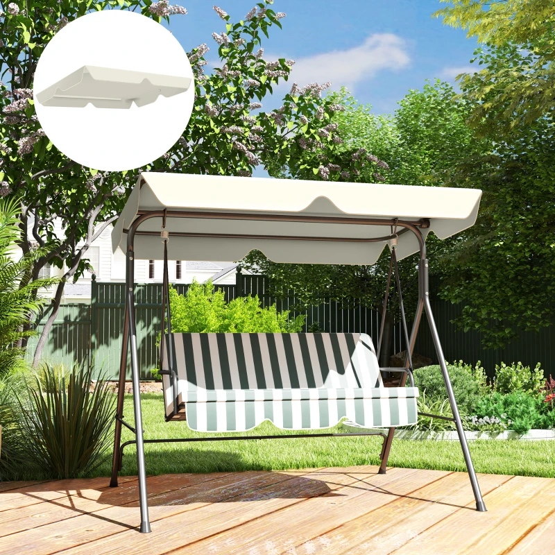 Outsunny Tetto di Ricambio per Dondolo 3 Posti Impermeabile in Tessuto Oxford Bianco Crema, 210x145 cm