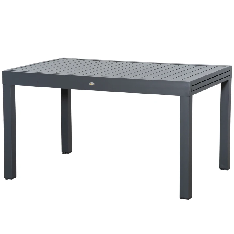 Outsunny Extendable Garden Table 135-270cm x 90cm x 75cm, 10 Seater Outdoor Dining Table with Aluminium Frame for Lawn, Balcony and Backyard, Grey