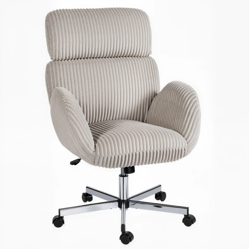 HOMCOM Silla de Oficina con Reposabrazos Respaldo Alto Reposacabezas Regulable Ruedas Altura Ajustable Giratoria Gris