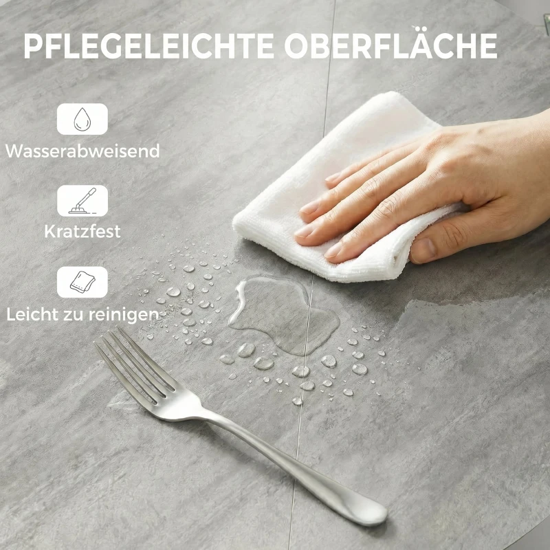 HOMCOM Klappbarer Esstisch für 2-6 Personen, Runder Klapptisch mit Doppel-X-Stahlrahmen, Dicke Tischplatte, Zementgrau