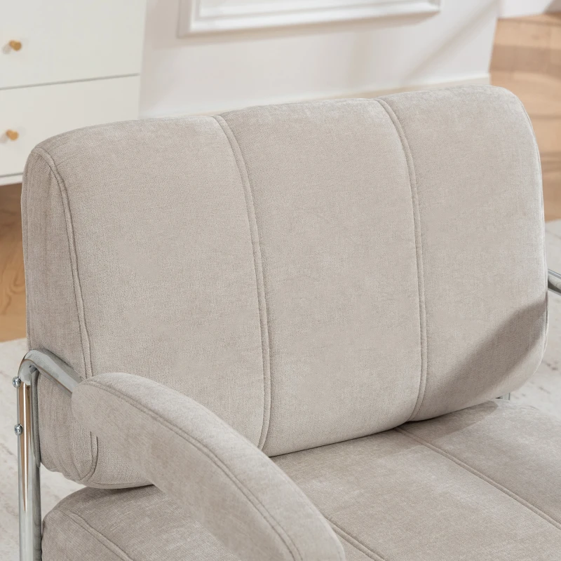 HOMCOM Poltrona Salotto e Poltroncina Camera da Letto in Ciniglia Morbida, Beige