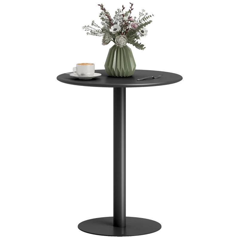 HOMCOM Tavolo da Cucina Rotondo per 2 Persone dal Design Moderno in Acciaio, Ø60x72 cm, Nero