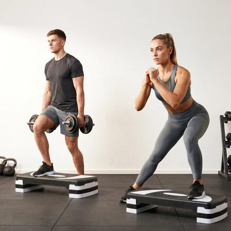 HOMCOM Aerobic-Stepper 3-stufig höhenverstellbar 80 x 31 x 20 cm Schwarz+Grau