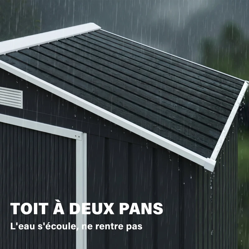 Outsunny Abri de Jardin 2,77 m² - Remise pour Outils avec Fondation - cabanon Porte verrouillable - tôle d'acier Gris