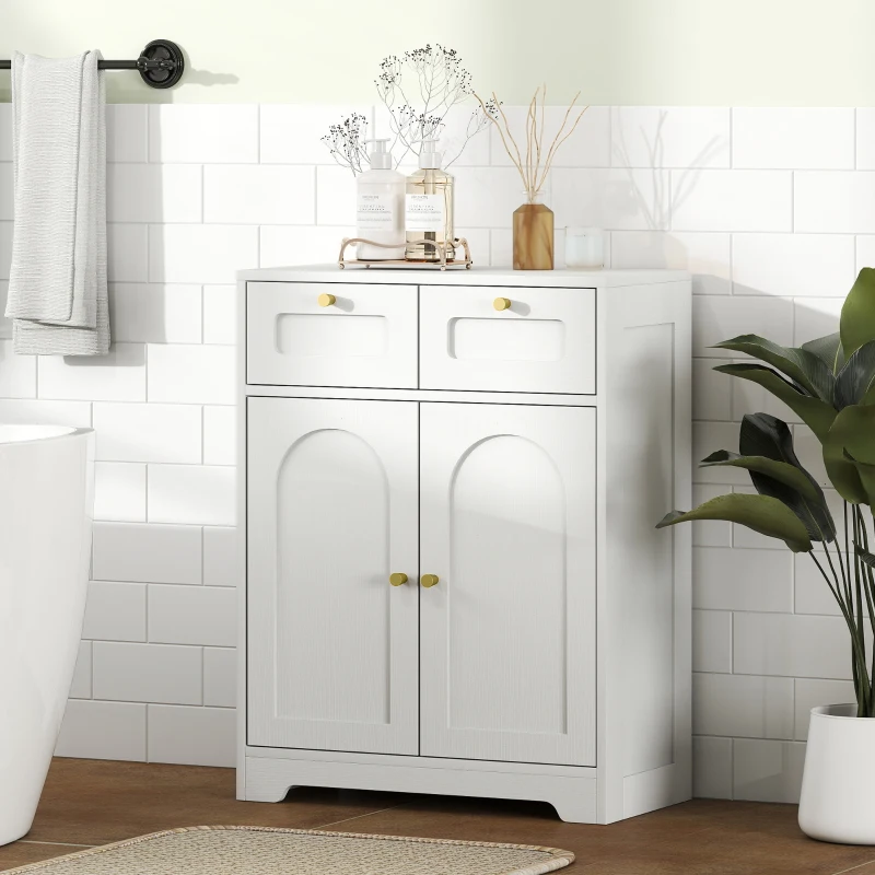 HOMCOM Bathroom Floor Cabinet with 2 Drawers - White