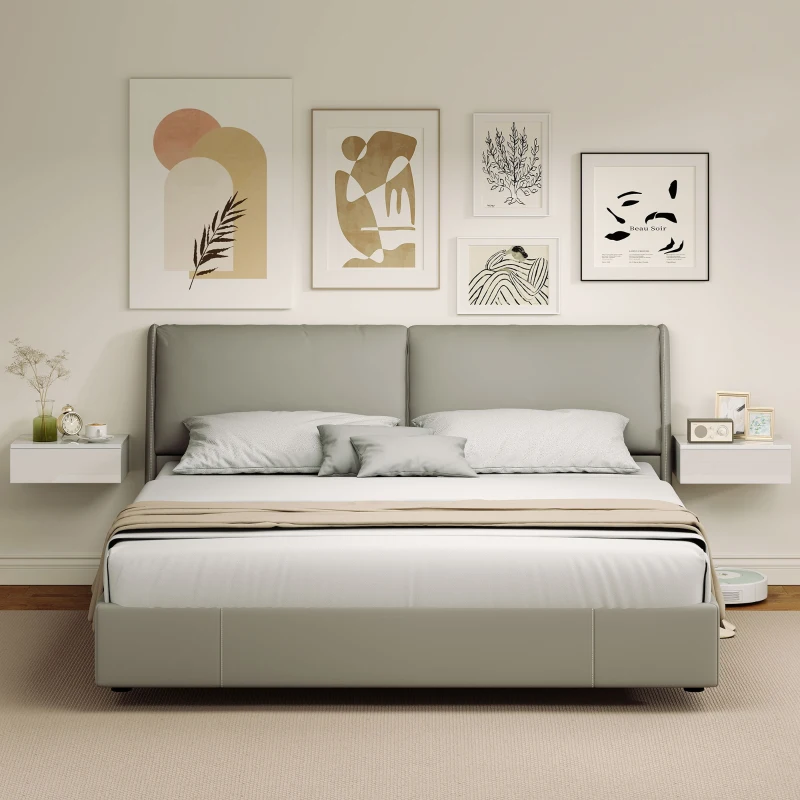HOMCOM Conjunto de 2 Mesas de Cabeceira Design Montado na Parede Gaveta para Quarto Placa de Partículas Branco