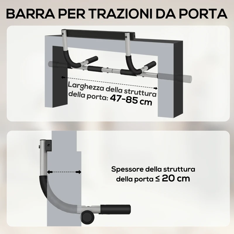 HOMCOM Barra per Trazioni Montaggio Senza Viti Barra per Addominali Max.110 kg