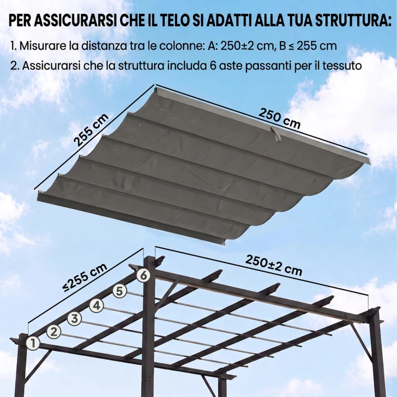 Outsunny Tettuccio di Ricambio per Gazebo 3x3 m con 10 Fori di Drenaggio, Grigio Chiaro