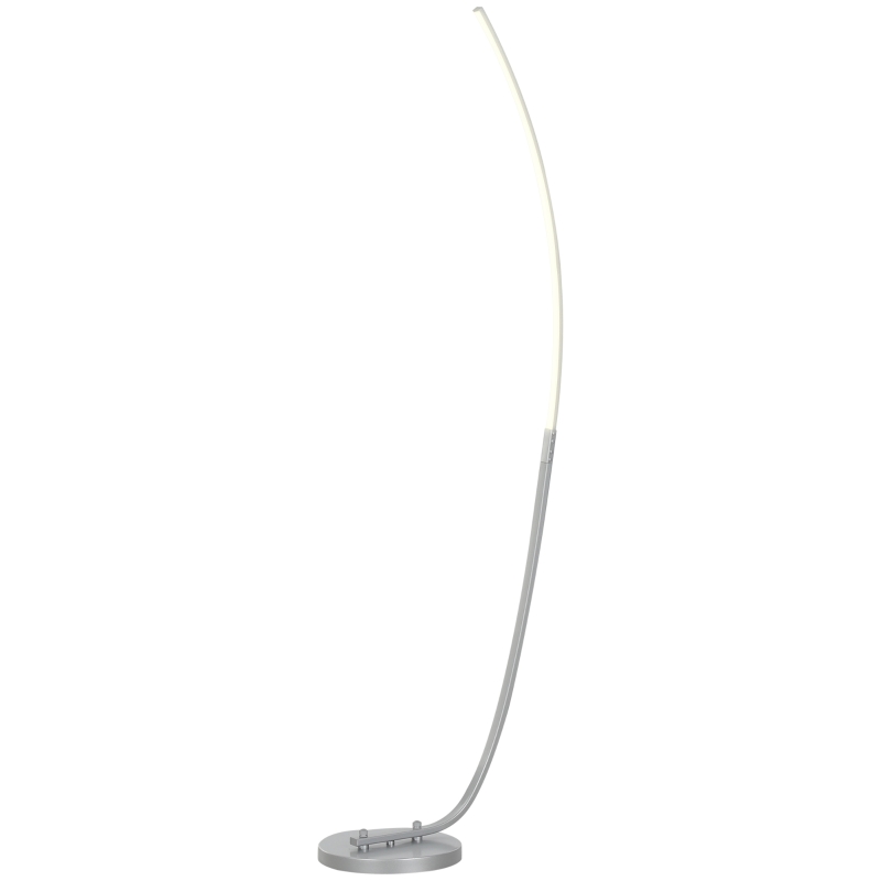 HOMCOM Candeeiro LED com 3 níveis de luminosidade ajustáveis, candeeiro de pé moderno com interruptor de pé, prateado