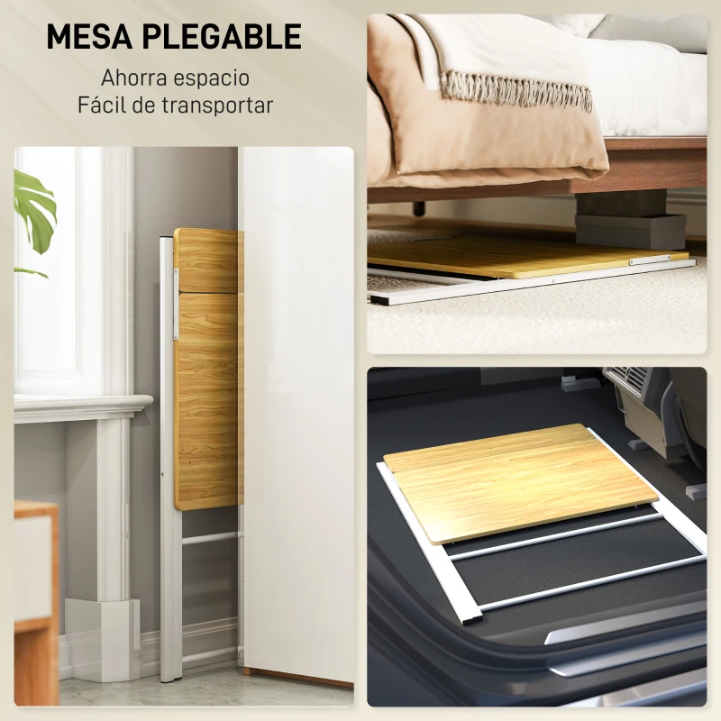 HOMCOM Escritorio Plegable con Estante Abierto Escritorio Pequeño para Estudio Hogar Oficina 86x66x82 cm Natural