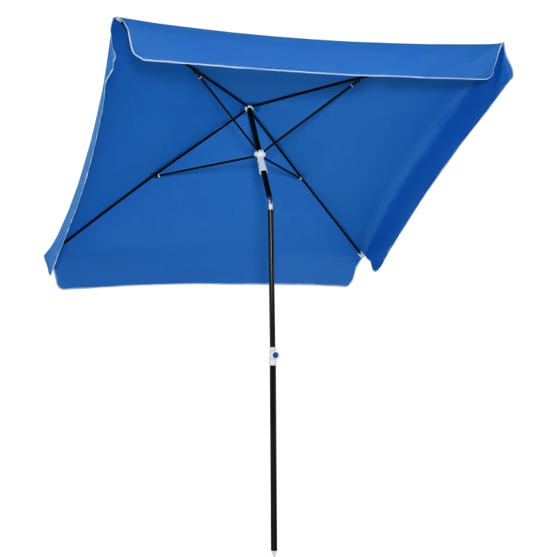 Outsunny Parasol de jardin Parasol droit inclinable rectangulaire métal polyester haute densité 2L x 2l x 2,6H m bleu