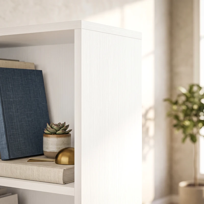 HOMCOM Bookcase Narrow Tall Space-Saving Bookshelf Drawer Open Shelves 60 x 24 x 182 cm White