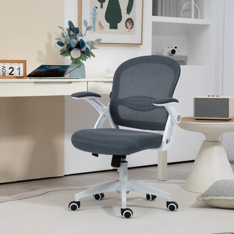 Vinsetto Sedia da Ufficio Ergonomica con Schienale a Rete e Altezza Regolabile, 65.5x61.5x88-97.5cm, Grigio
