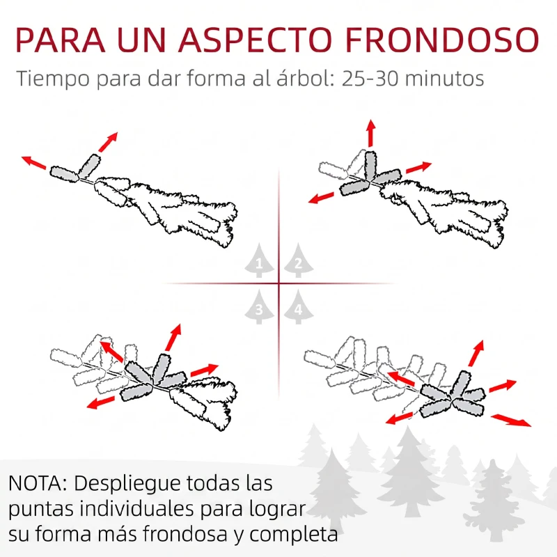 HOMCOM Árbol de Navidad Estrecho Nevado 240 cm con 603 Ramas y Soporte de Metal Plegable para Salón Interior Verde