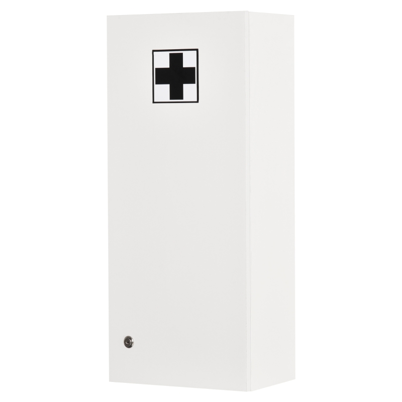 kleankin Botiquín de Pared de Primeros Auxilios 5 Niveles con Estantes Ajustables de Vidrio Cerradura Llaves 30x20x70 cm Blanco