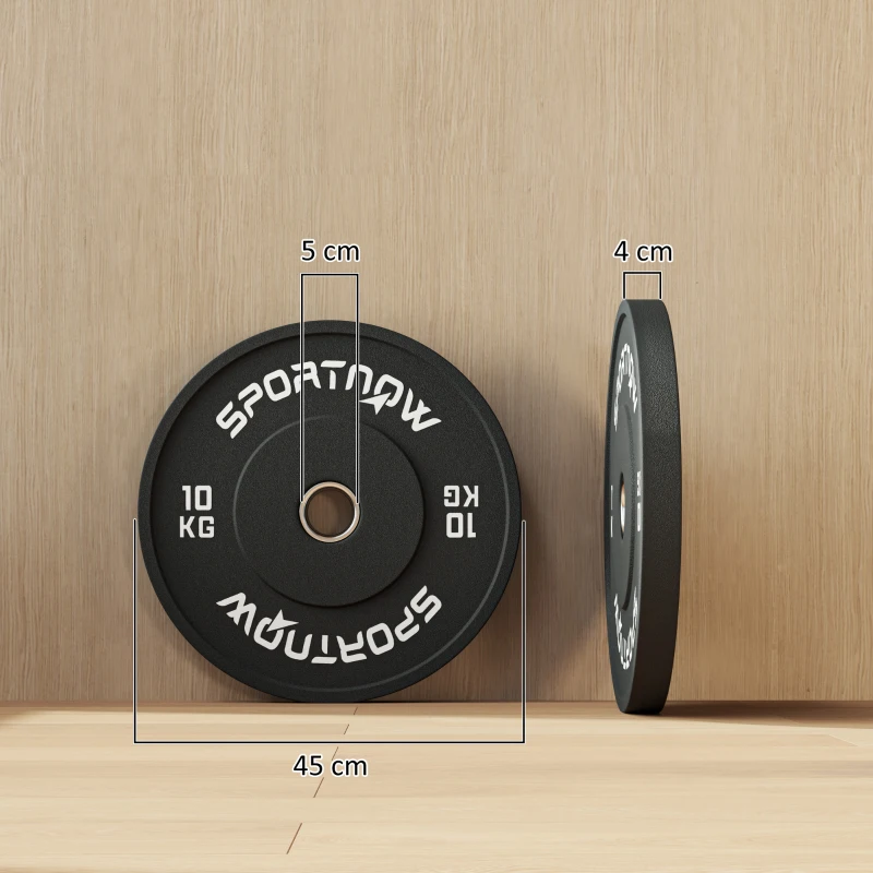 SPORTNOW Conjunto de Discos 2x10 kg Padrão Olímpico Borracha Silencioso Preto