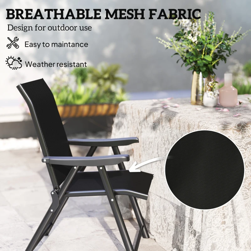 Outsunny Set of Two Folding Outdoor Chairs - Black