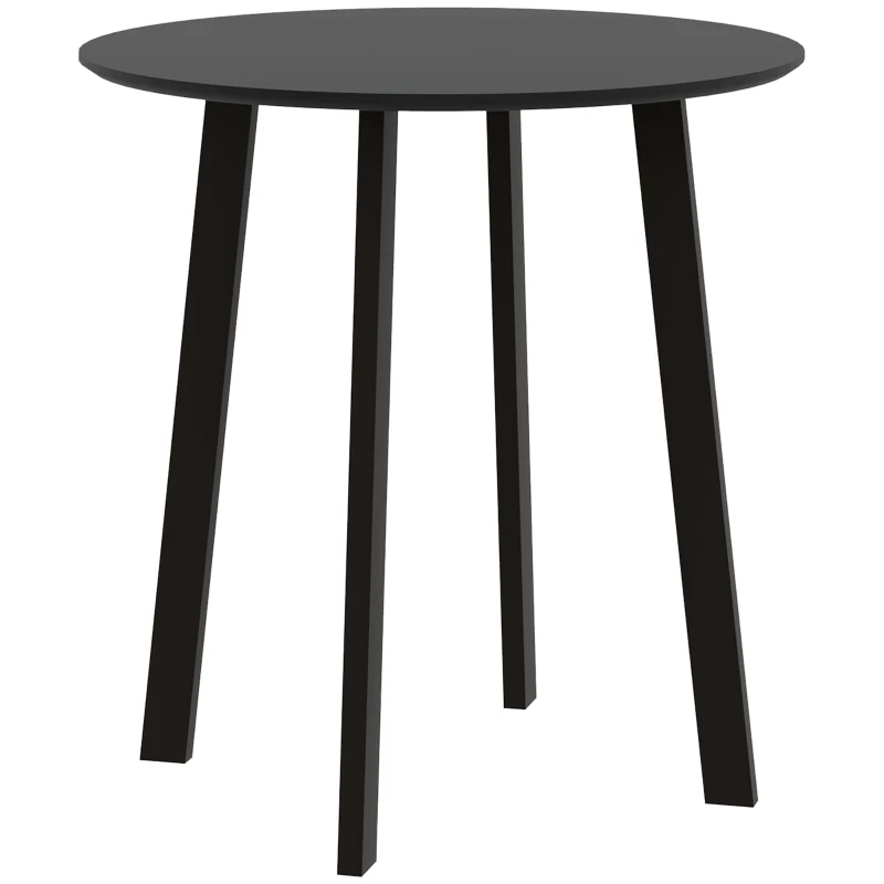 HOMCOM Esstisch für 2 Personen, weiße Tischplatte, Metallbeine mit Fußkappen, Ø72 x 75H cm, Schwarz