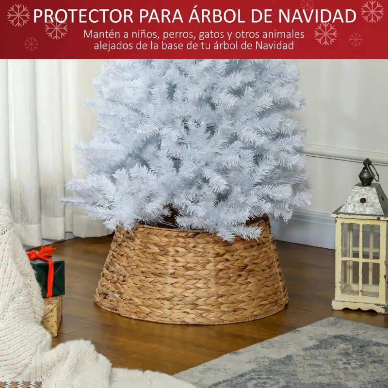 HOMCOM Base de Árbol de Navidad de 60 cm de Jacinto de Agua Trenzado a Mano para Fiestas Decoración Festiva Hogar Natural