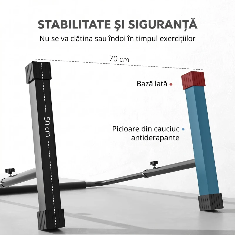 SPORTNOW Set 2 Bare pentru Dips Reglabile pe 4 Niveluri de Înălțime, cu Mânere Antialunecare, Oțel, 70x50x80-105 cm, Negru