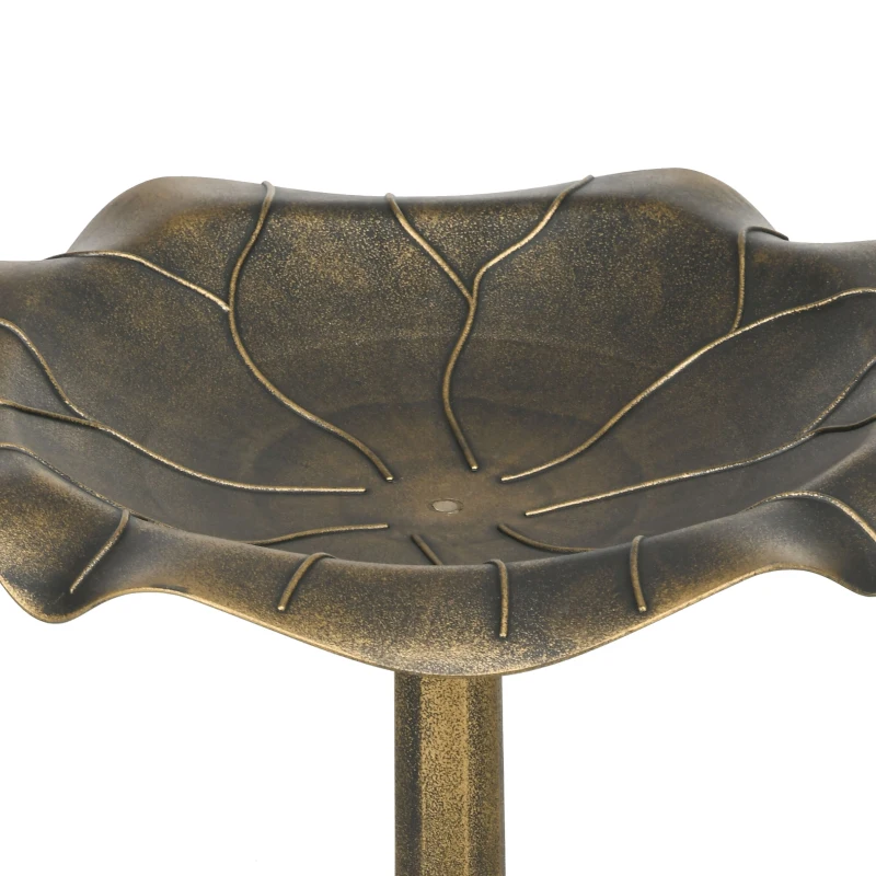 Outsunny Baño para Pájaros de Jardín Exterior 71 cm con Diseño Hoja de Loto y Acabado Envejecido Ligero y Resistente Bronce