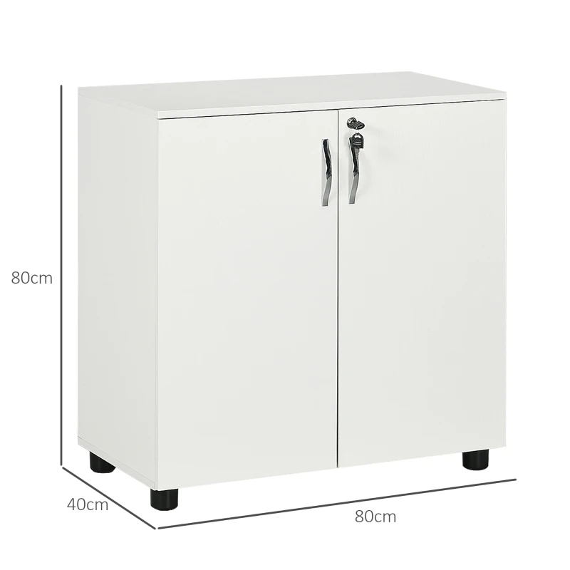 Vinsetto Armário de escritório de 2 níveis, móvel de armazenamento para escritório com 2 portas, fechaduras e chaves, 80x40x80cm, branco