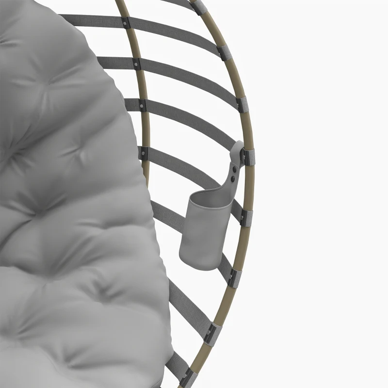 Outsunny Egg Chair with Cushion & Side Pocket - Light Grey