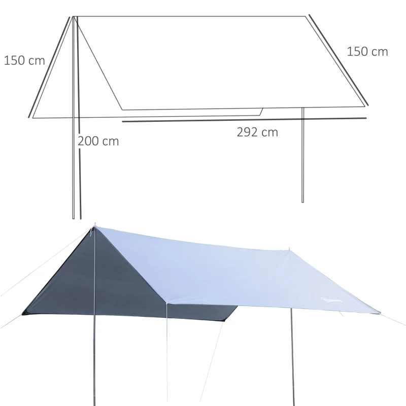 Outsunny Tenda da Sole Portatile 3x3 m, Tendalino Parasole Impermeabile per Campeggio, e Spiaggia, Bianco