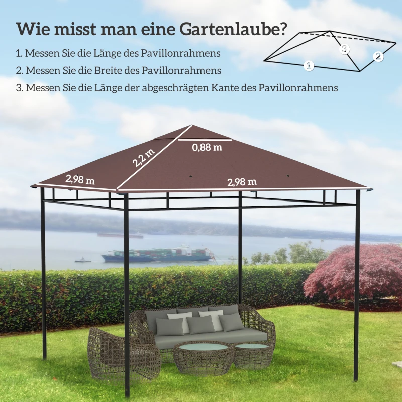 Outsunny Ersatzdach für Gartenpavillon, Polyester, 2,98 x 2,98 m, Kaffee
