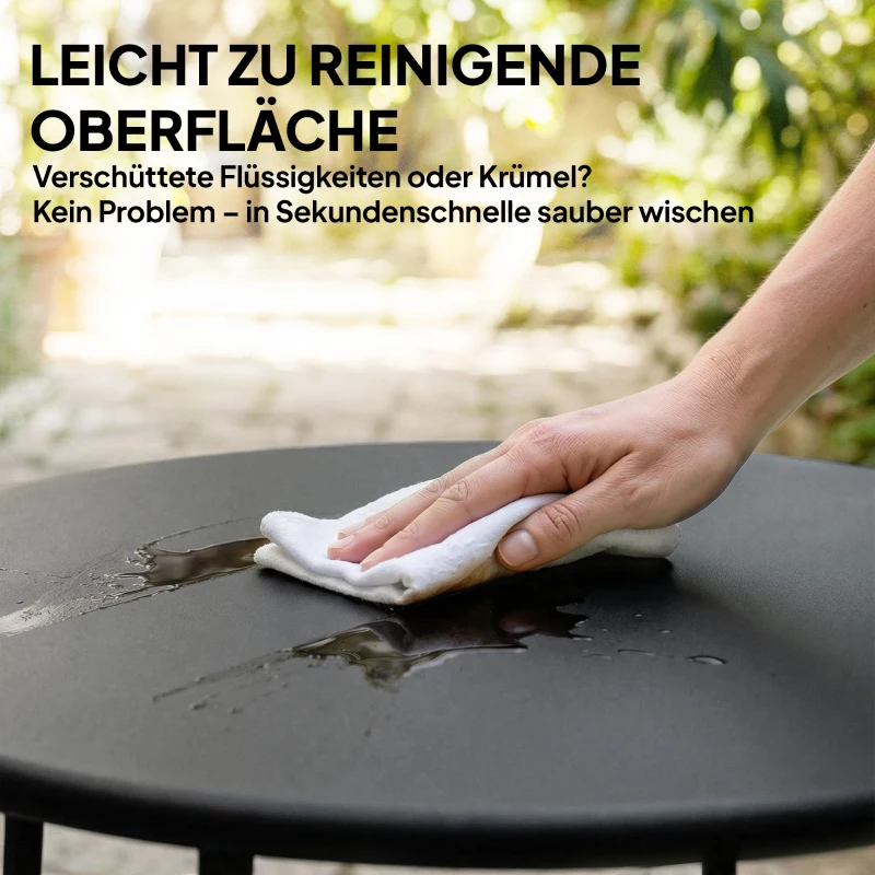 Outsunny 50 cm Runder Outdoor-Tisch, Metall Gartencouchtisch mit X-förmigem Gestell und rutschfesten Füßen, Schwarz