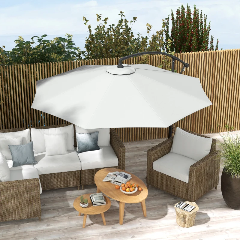 Outsunny Telo per Ombrellone da Ø295 cm in Poliestere Bianco Resistente all'Acqua con Presa d'Aria Superiore