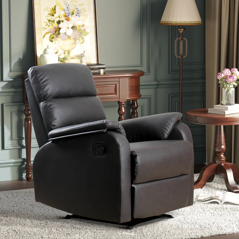 HOMCOM Relaxsessel Fernsehsessel Couch-Sessel Liegesessel Winkelschreibtisch mit CPU-Ständer verstellbar ergonomisch Kunstleder Stahl Braun 75 x 92 x 99 cm