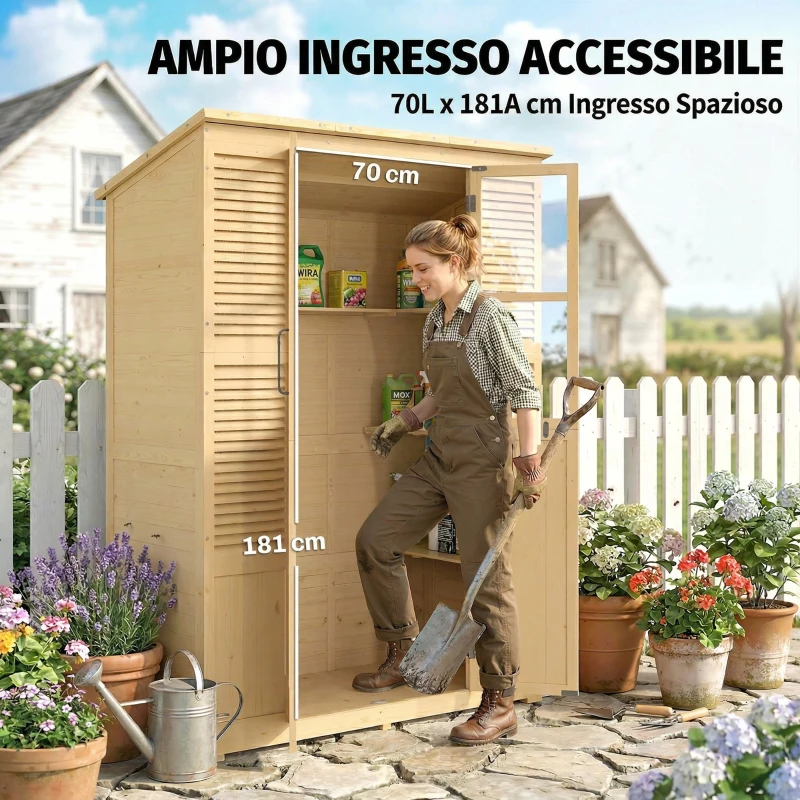 Outsunny Capanno da Giardino Walk-in con Pavimento e 4 Finestre