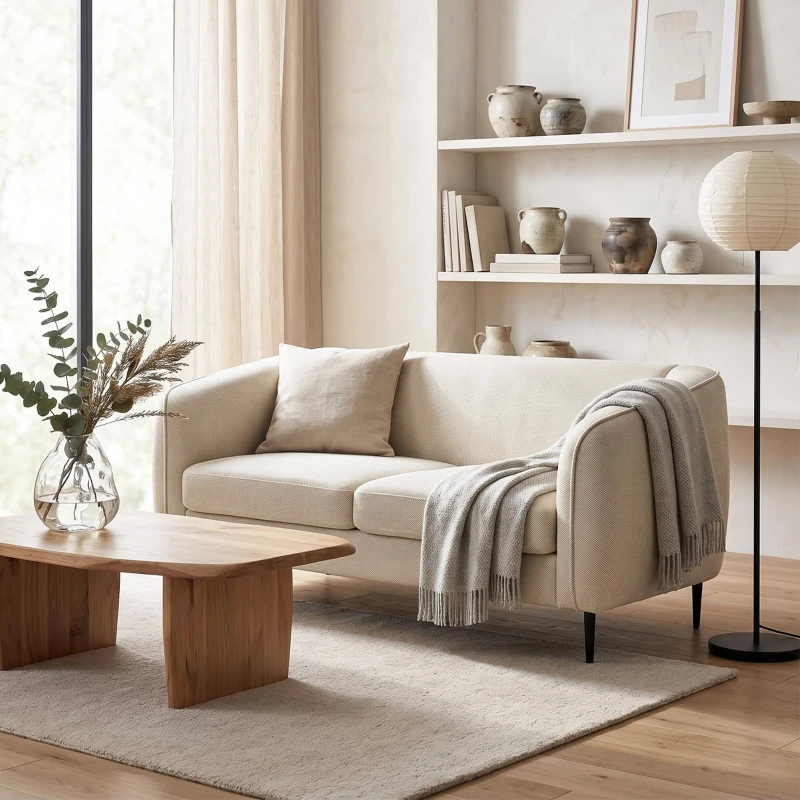 HOMCOM Canapé 2 places en velours, canapé de salon moderne 160 cm, assise large rembourrée, coussin épais à ressorts, beige