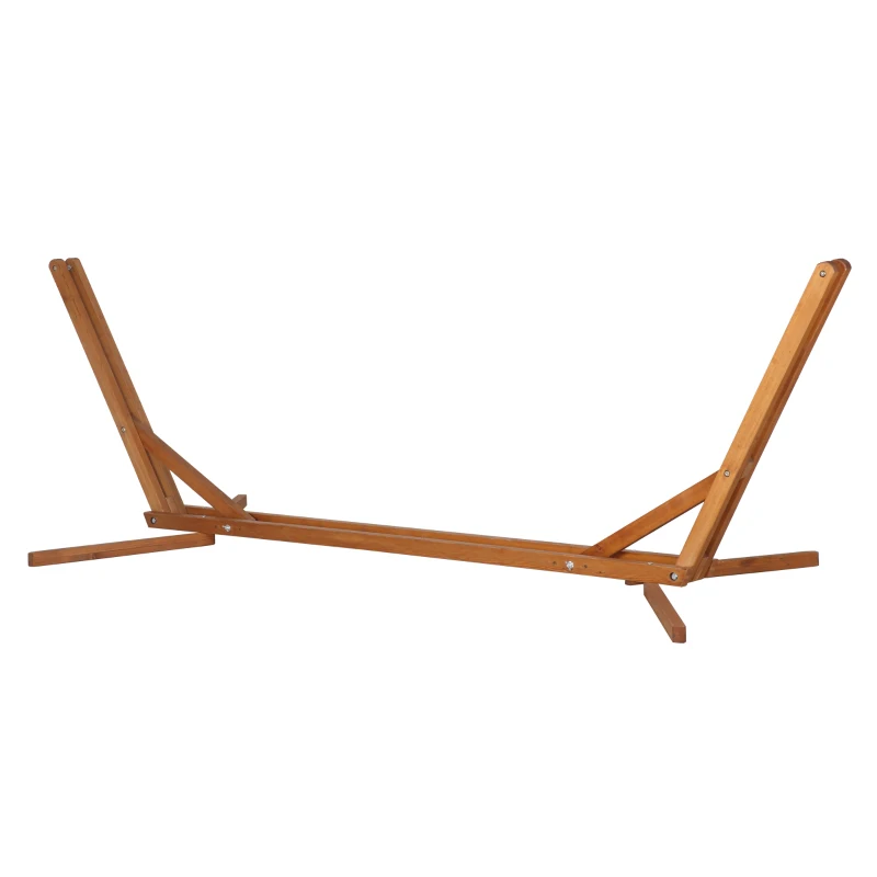 Outsunny Supporto per Amaca Sospesa Regolabile su 3 Livelli, Pieghevole e Portatile, in Legno, 388x120x89 cm