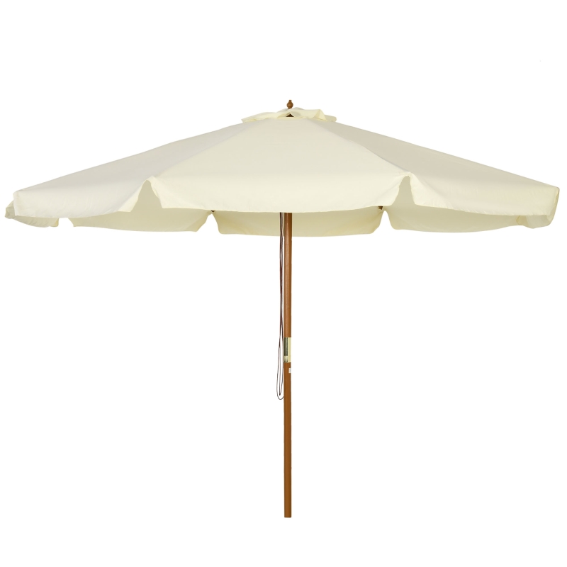 Outsunny Umbrelă de grădină cu acoperiș dublu, din lemn de bambus și poliester, Ø325x250 cm, bej