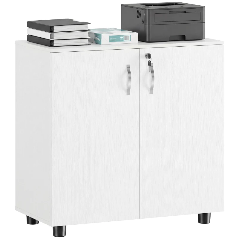 Vinsetto Armário de escritório de 2 níveis, móvel de armazenamento para escritório com 2 portas, fechaduras e chaves, 80x40x80cm, branco